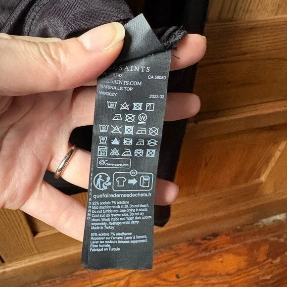 All Saints Marina Black Long Sleeve Top - Picture 10 of 10